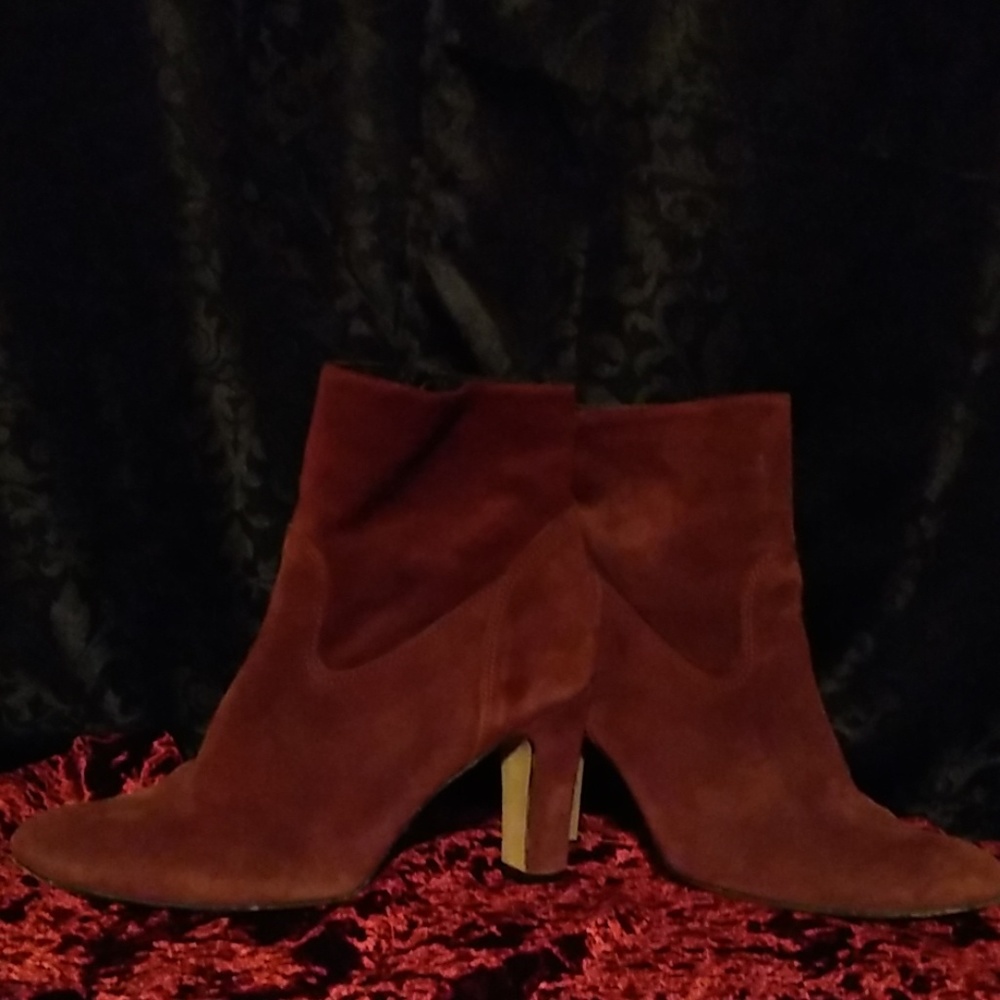 Maroon High-Heeled Booties Size 7
